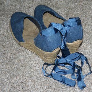 Jean Blue Wedges Size 8